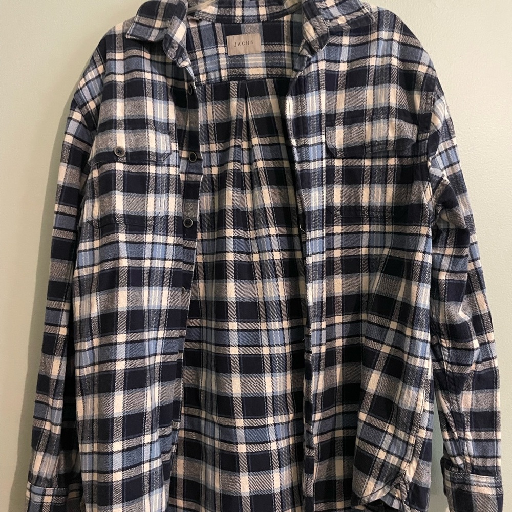 Jachs Navy and Cream Checkered Shirt